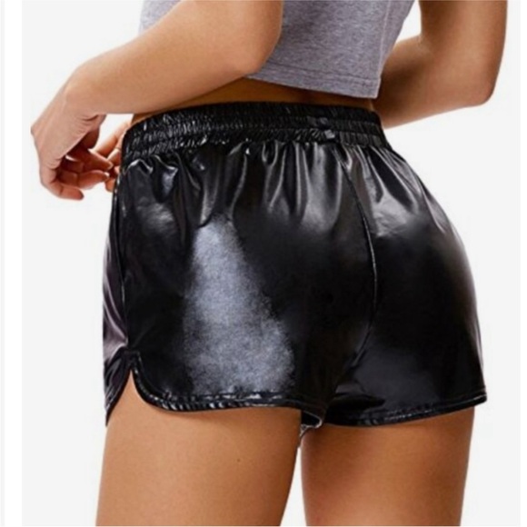 kate kasin Pants - Kate Kasin Metallic Shiny Black Shorts